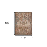 9' x 12' Taupe Medallion Power Loom Area Rug With Fringe