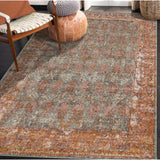 4' x 6' Teal Southwestern Power Loom Area Rug With Fringe