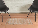 2' x 3' Beige Southwestern Power Loom Area Rug With Fringe