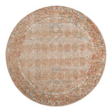 6' Beige Round Southwestern Power Loom Area Rug With Fringe