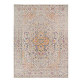 5' x 7' Yellow and Ivory Oriental Power Loom Area Rug With Fringe