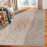 7' x 9' Yellow and Ivory Oriental Power Loom Distressed Area Rug