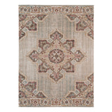 5' x 7' Beige Medallion Power Loom Area Rug With Fringe