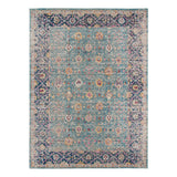 4' x 6' Teal Blue Floral Power Loom Area Rug With Fringe