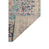 4' x 6' Teal Blue Floral Power Loom Area Rug With Fringe