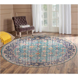 5' x 7' Teal Blue Floral Power Loom Area Rug With Fringe