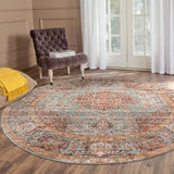 6' Sea Green Round Medallion Power Loom Area Rug With Fringe