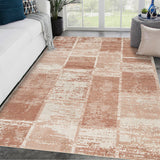 10' Sand Geometric Power Loom Runner Rug With Fringe