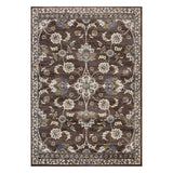 2' x 3' Brown Floral Power Loom Area Rug With Fringe