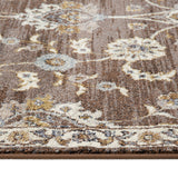 2' x 3' Brown Floral Power Loom Area Rug With Fringe