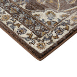 2' x 3' Brown Floral Power Loom Area Rug With Fringe