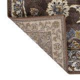 2' x 3' Brown Floral Power Loom Area Rug With Fringe