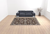 9' x 12' Brown Floral Power Loom Area Rug With Fringe