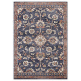 2' x 3' Navy Blue Floral Power Loom Area Rug With Fringe