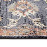 2' x 3' Navy Blue Floral Power Loom Area Rug With Fringe