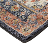 2' x 3' Navy Blue Floral Power Loom Area Rug With Fringe