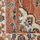 9' x 12' Orange Floral Power Loom Area Rug