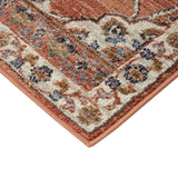 9' x 12' Orange Floral Power Loom Area Rug