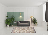 6' x 9' Gray and Ivory Floral Power Loom Area Rug