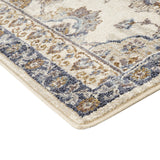 10' Gray and Ivory Floral Power Loom Runner Rug