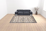 9' x 12' Gray and Ivory Floral Power Loom Area Rug