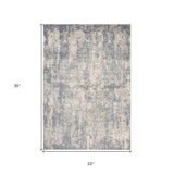 9' x 12' Gray and Ivory Floral Power Loom Area Rug