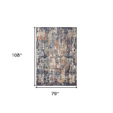 5' x 7' Blue Abstract Power Loom Area Rug