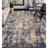 6' x 9' Blue Abstract Power Loom Area Rug