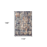 8' x 10' Blue Abstract Power Loom Area Rug