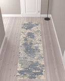 10' Gray Abstract Power Loom Runner Rug