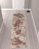 10' Beige Abstract Power Loom Runner Rug