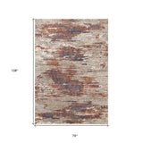 5' x 7' Beige Abstract Power Loom Area Rug