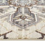 5' x 7' Ivory and Blue Medallion Power Loom Area Rug