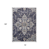 5' x 8' Purple and Ivory Medallion Power Loom Area Rug