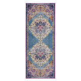 6' Blue and Orange Medallion Power Loom Runner Rug