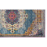 6' Blue and Orange Medallion Power Loom Runner Rug