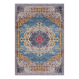 7' x 9' Blue and Orange Medallion Power Loom Area Rug