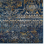 6' Blue and Yellow Southwestern Power Loom Runner Rug