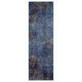 7' Blue and Yellow Southwestern Power Loom Runner Rug