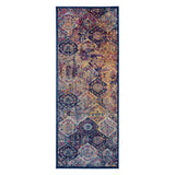 6' Blue and Orange Moroccan Power Loom Runner Rug