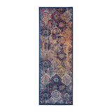 7' Blue and Orange Moroccan Power Loom Runner Rug