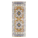 6' Orange and Ivory Medallion Power Loom Runner Rug