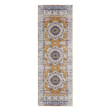 7' Orange and Ivory Medallion Power Loom Runner Rug