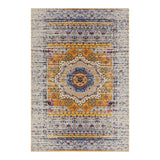 5' x 8' Orange and Ivory Medallion Power Loom Area Rug