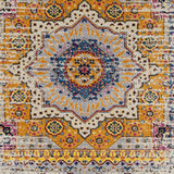 5' x 8' Orange and Ivory Medallion Power Loom Area Rug