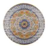 6' Orange and Ivory Round Medallion Power Loom Area Rug