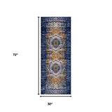 8' x 10' Orange and Ivory Medallion Power Loom Area Rug