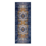 6' Blue and Orange Medallion Power Loom Runner Rug