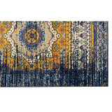 6' Blue and Orange Medallion Power Loom Runner Rug