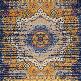 6' Blue and Orange Medallion Power Loom Runner Rug